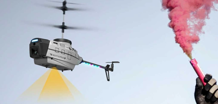 Odessey Helidrone avoiding pink fumes